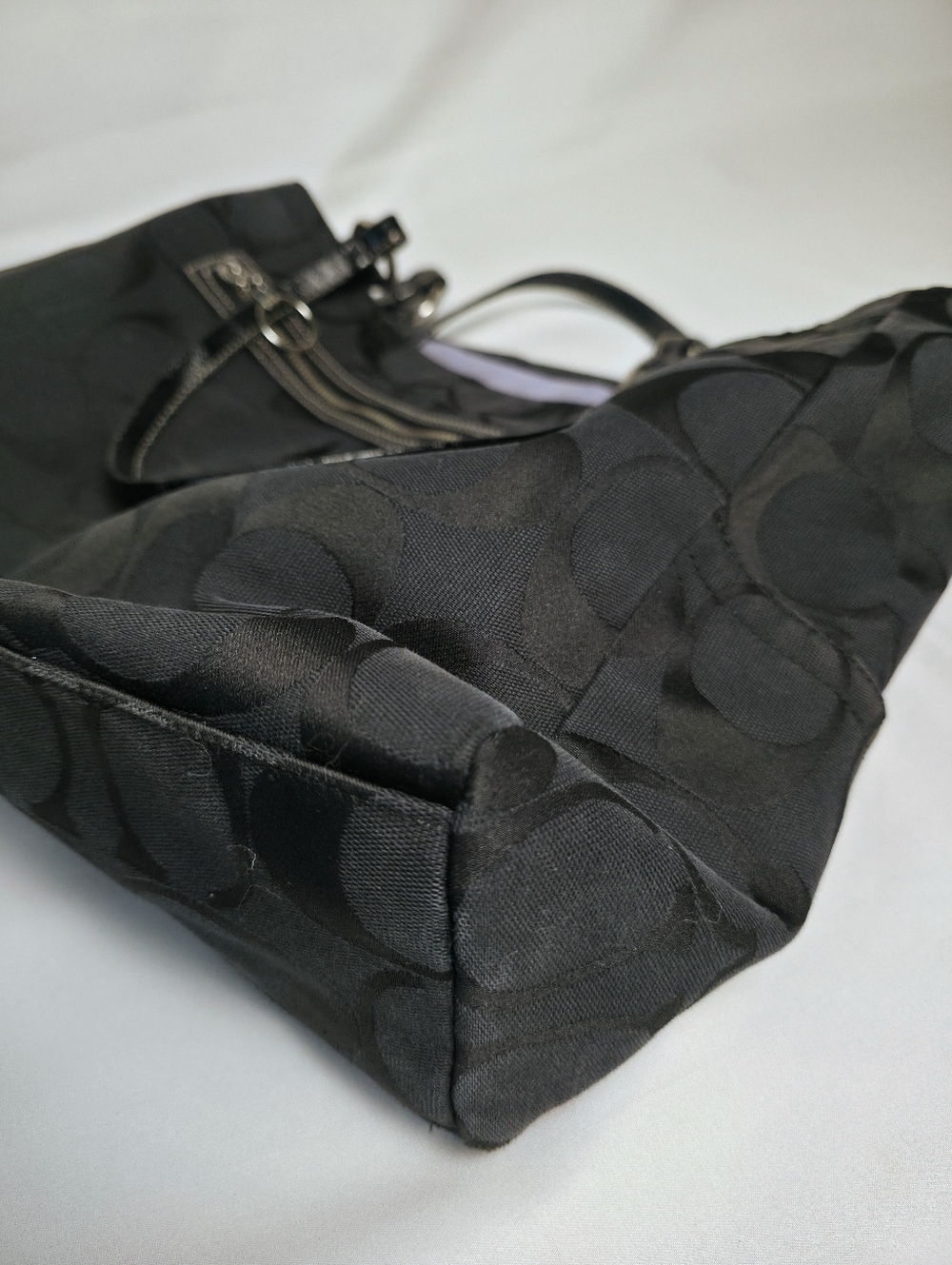 PROJECT Coach Black Canvas Tote 'C' Monogram Huge Shoulder Laptop Diaper Bag Y2K - Picture 5 of 16